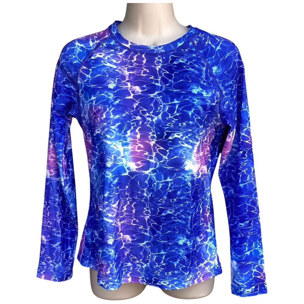 Davena rashguard purple blue swim top size Small S built-in bra nwt